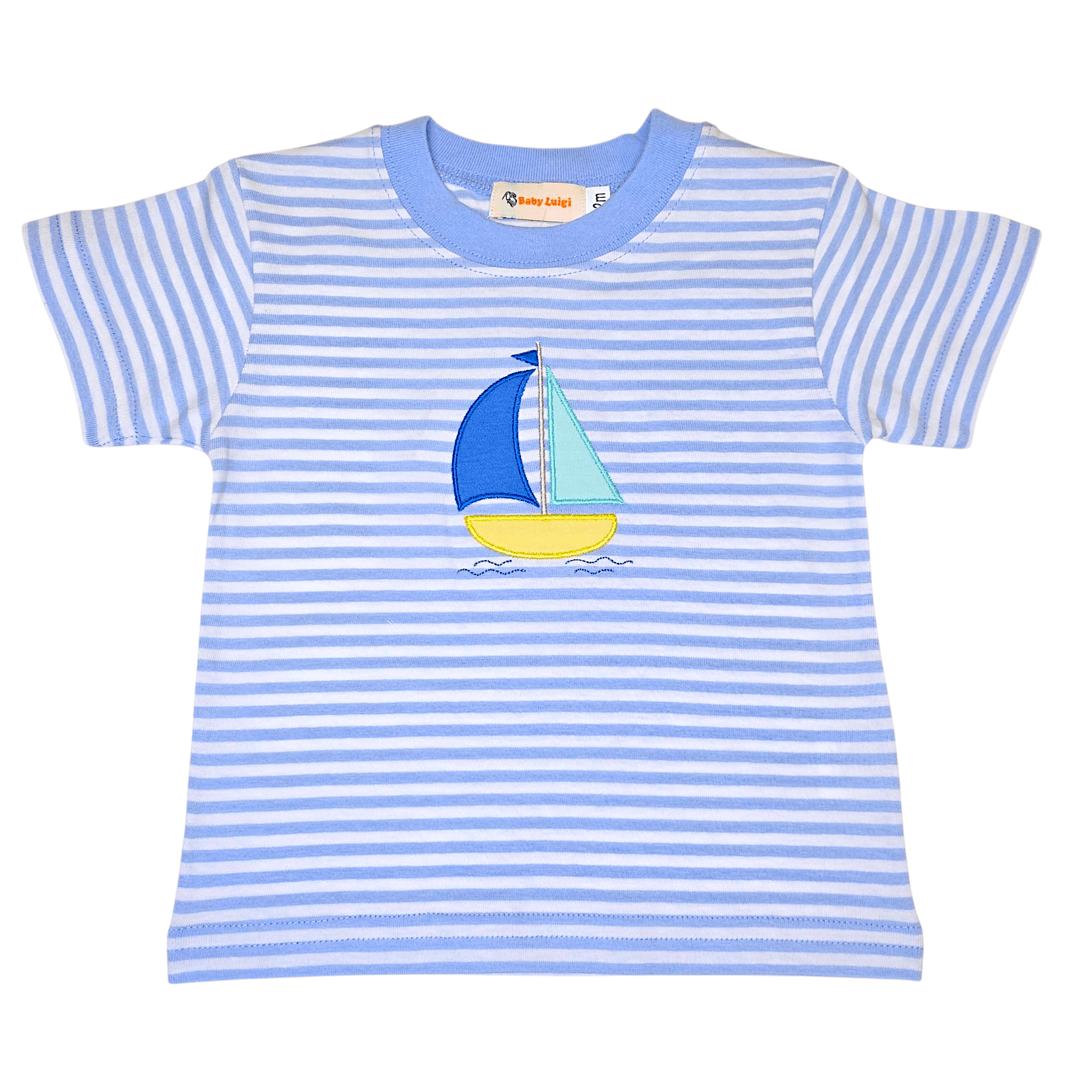 Boats with Sails Sky Blue Stripe SS Shirt - Born Childrens Boutique