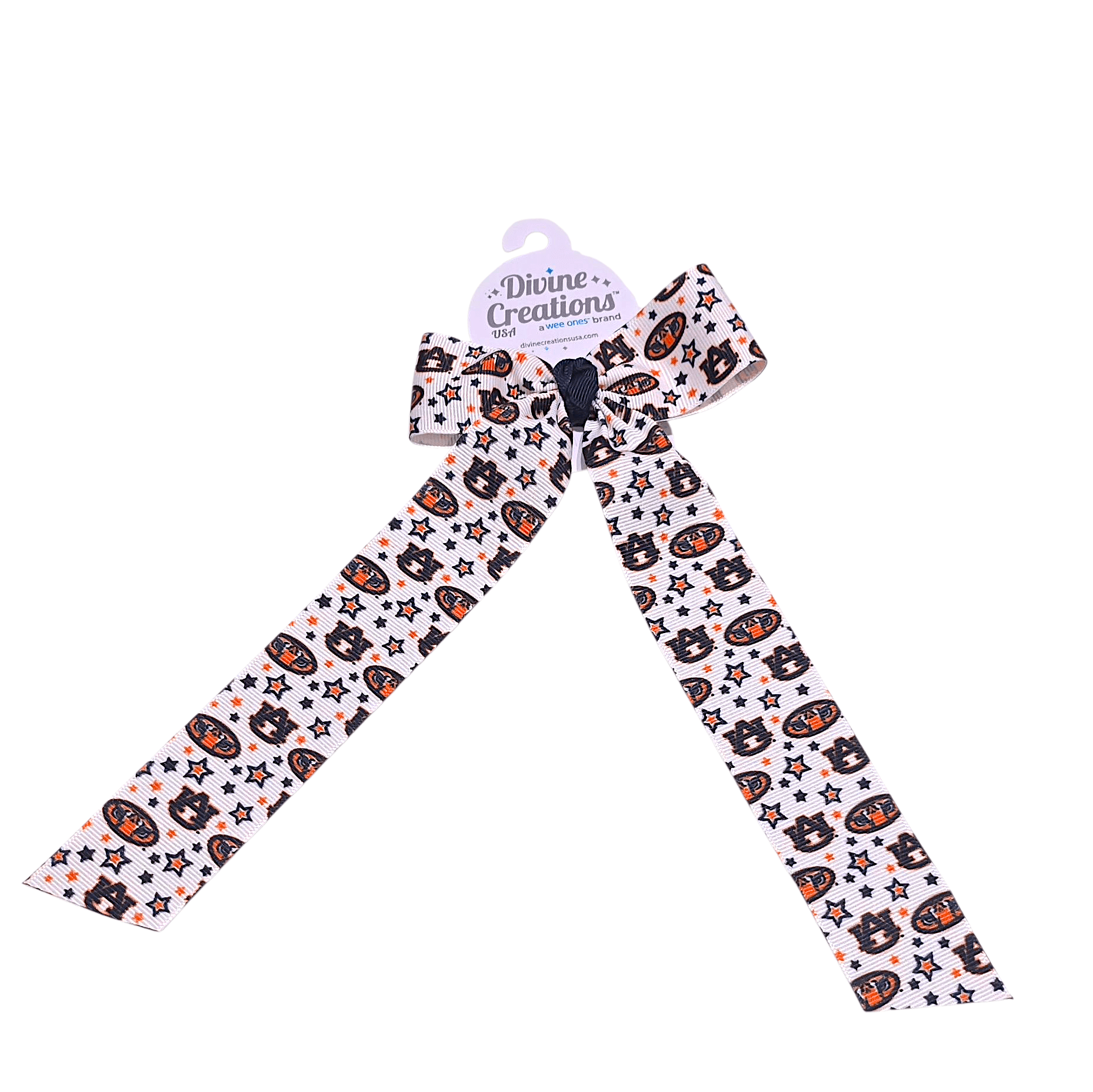 Wee Ones College Star Print Auburn Bow with Tail - Born Childrens Boutique