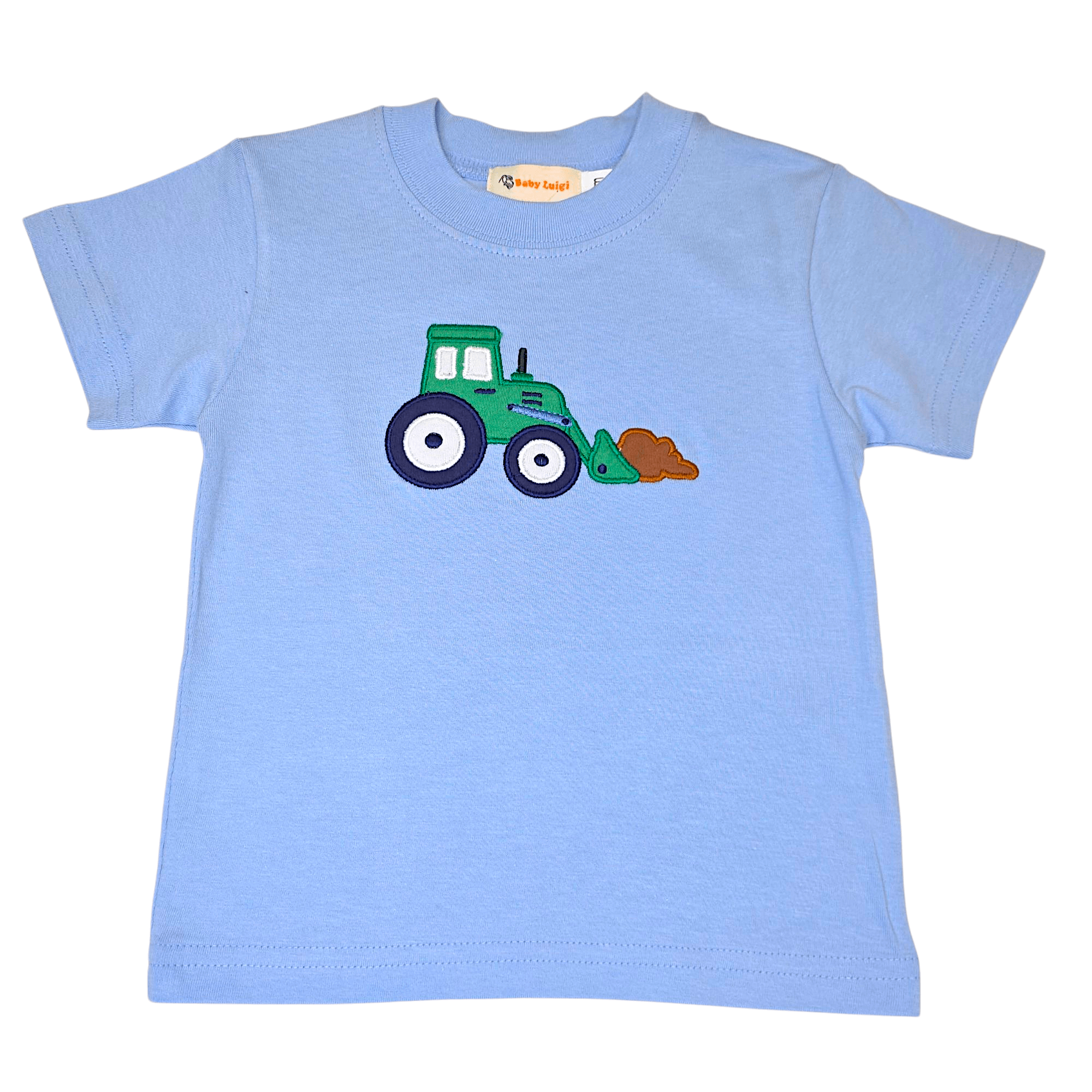 Tractor w/ Fr Scoop Sky Blue SS Shirt - Born Childrens Boutique