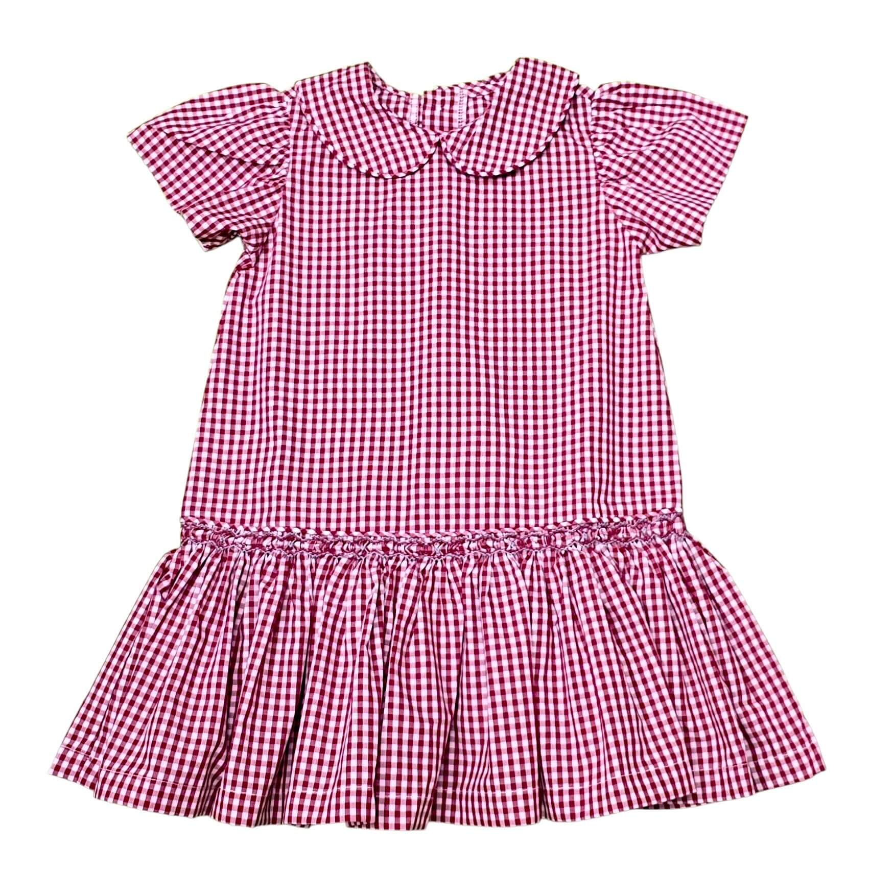 Elephant Crimson/Gray Smocked Dress - Born Childrens Boutique