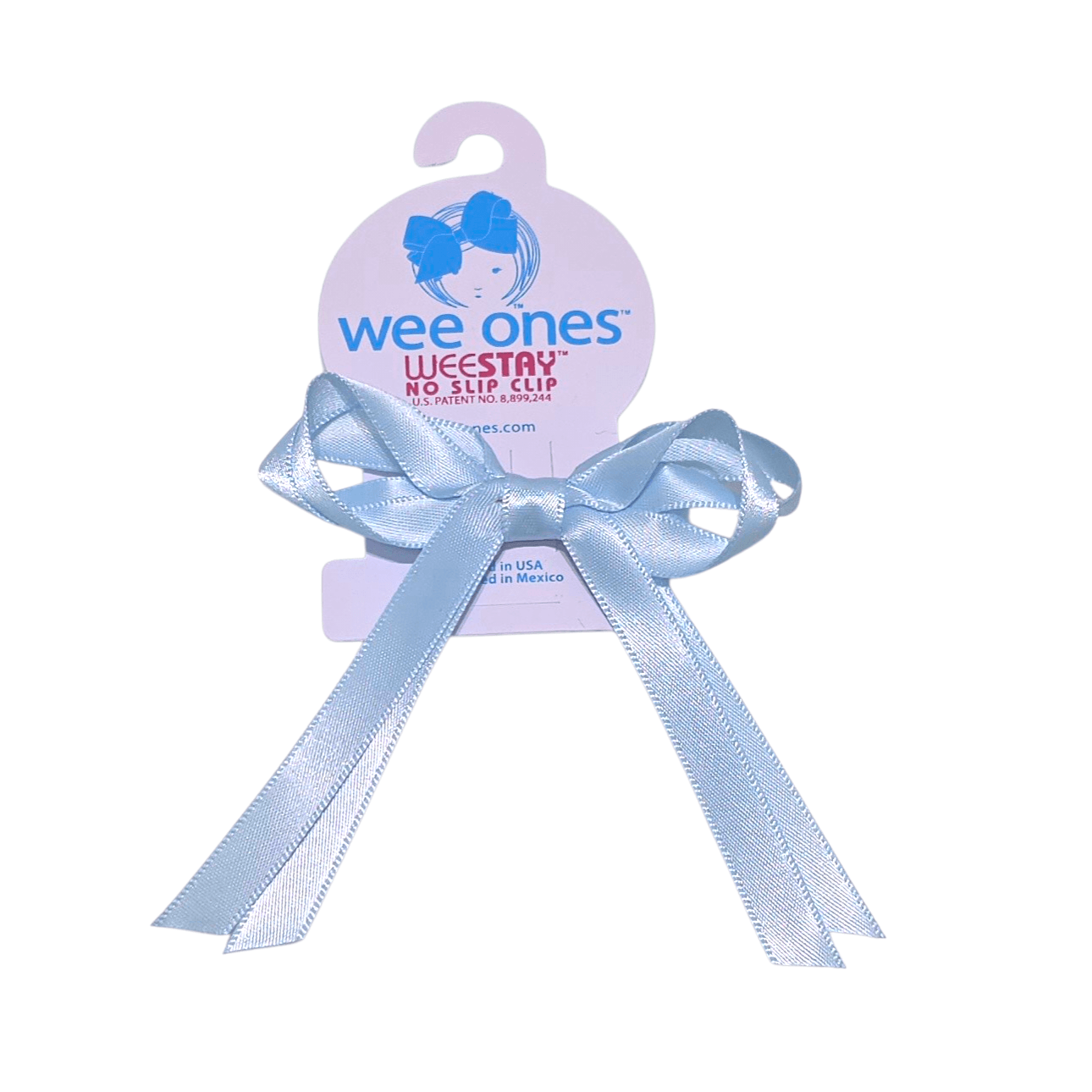 Double Satin Light Blue Streamer Bow - Born Childrens Boutique