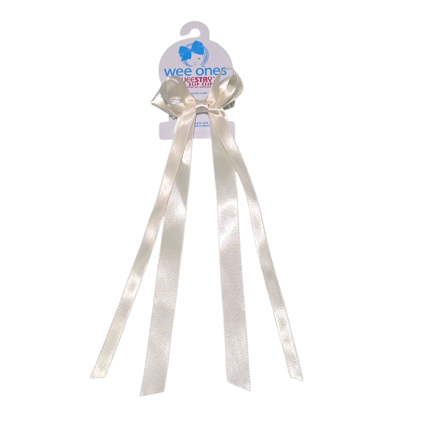Double Satin Antique White Streamer Bow - Born Childrens Boutique