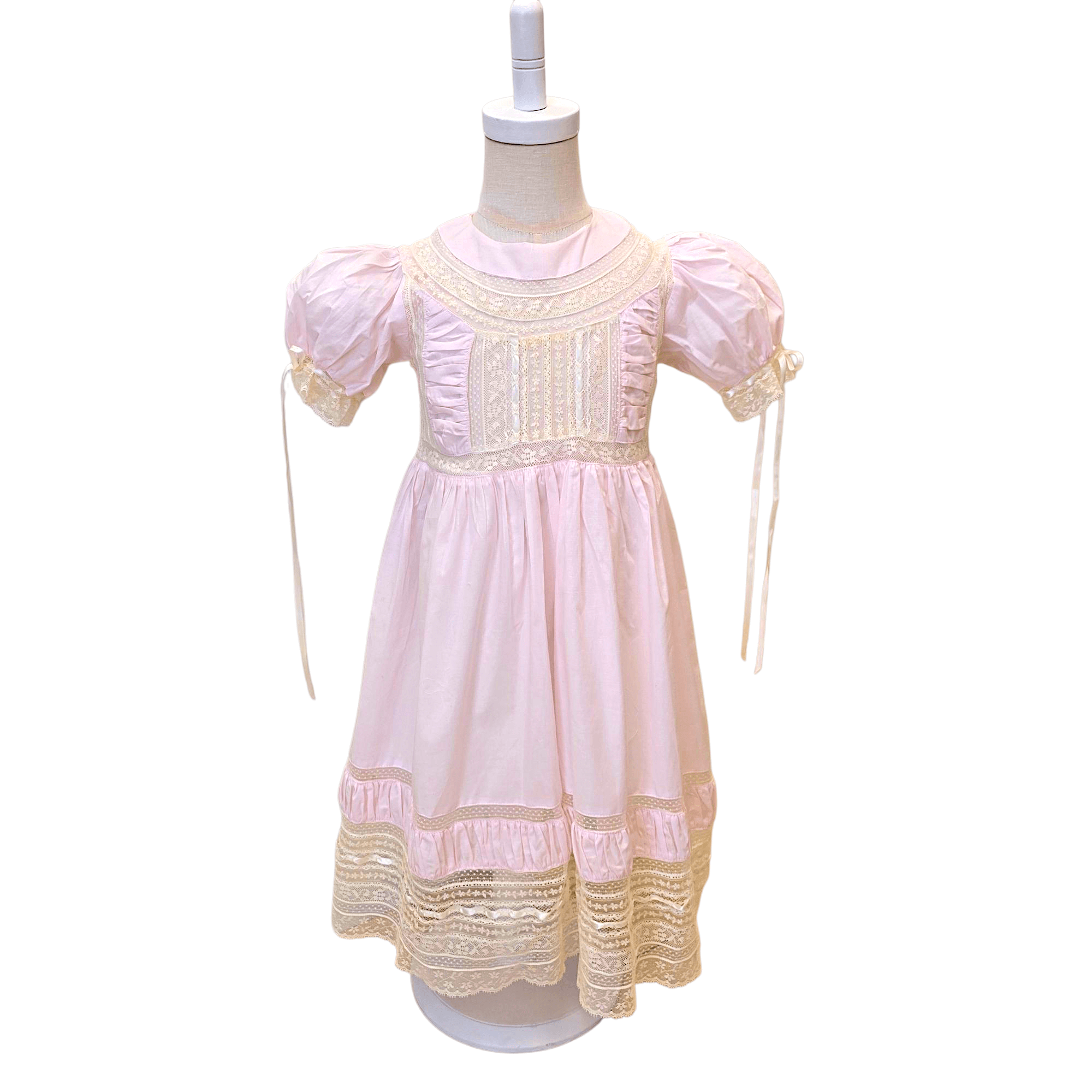 Della Dress Pink with Ecru Lace - Born Childrens Boutique