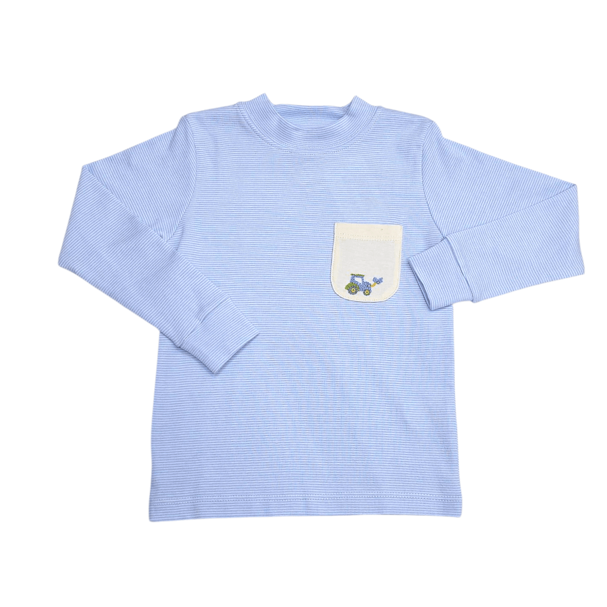 Blue Stripe with Yellow Pocket Tractor - Born Childrens Boutique