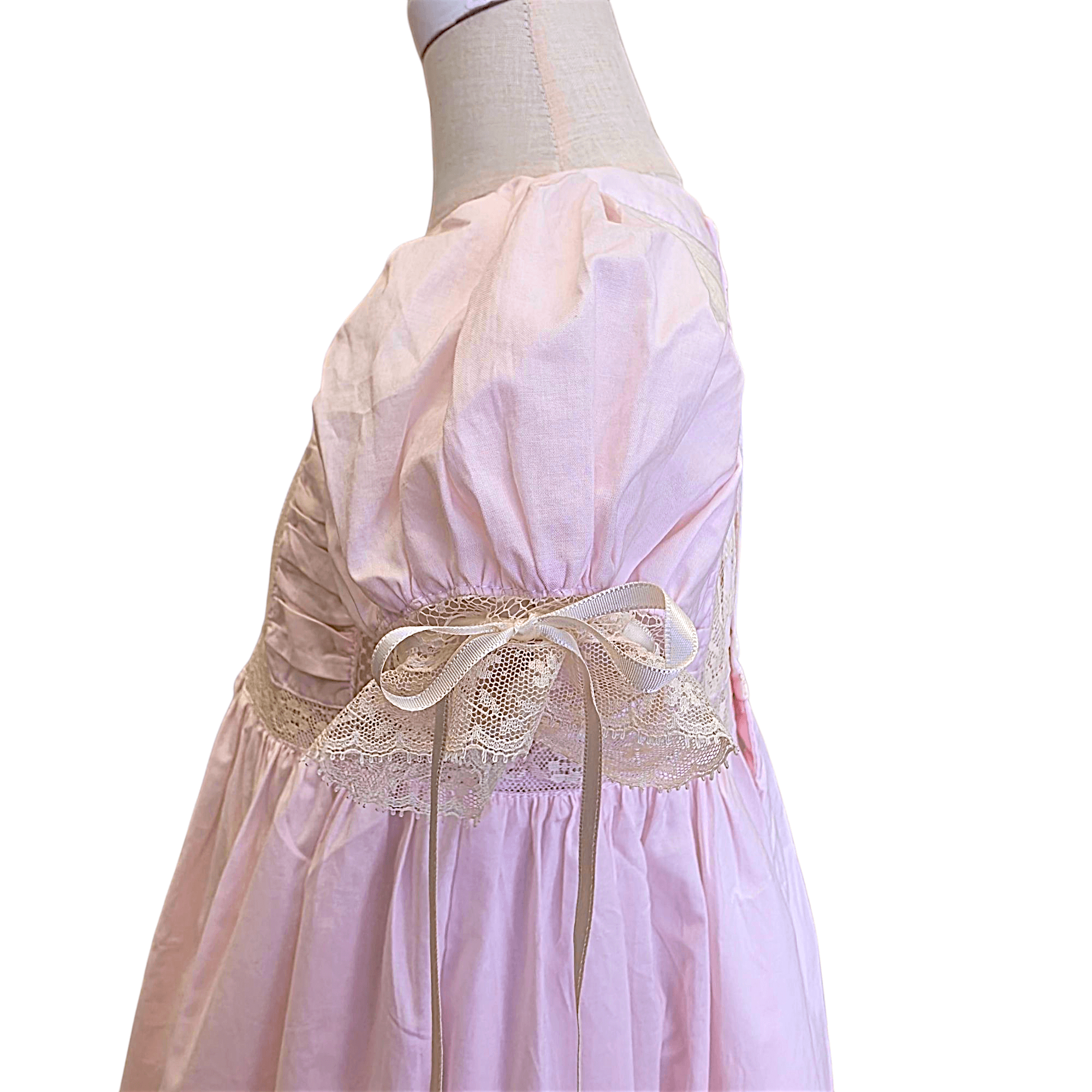 Della Dress Pink with Ecru Lace - Born Childrens Boutique