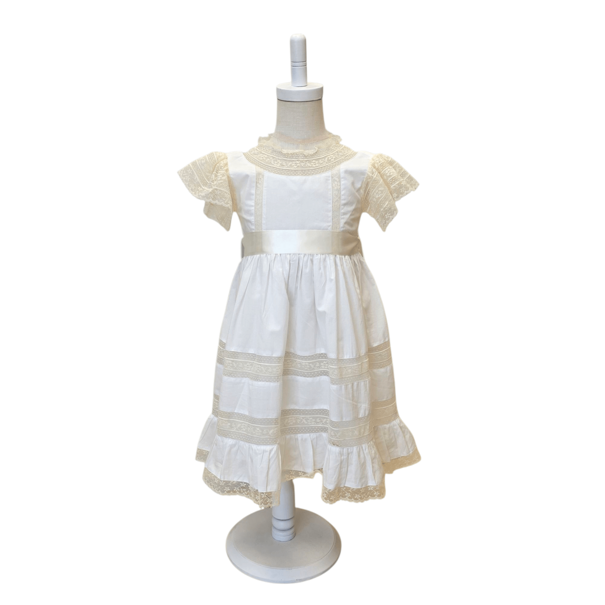 Amelia Rose Dress White w/ Ecru - Born Childrens Boutique