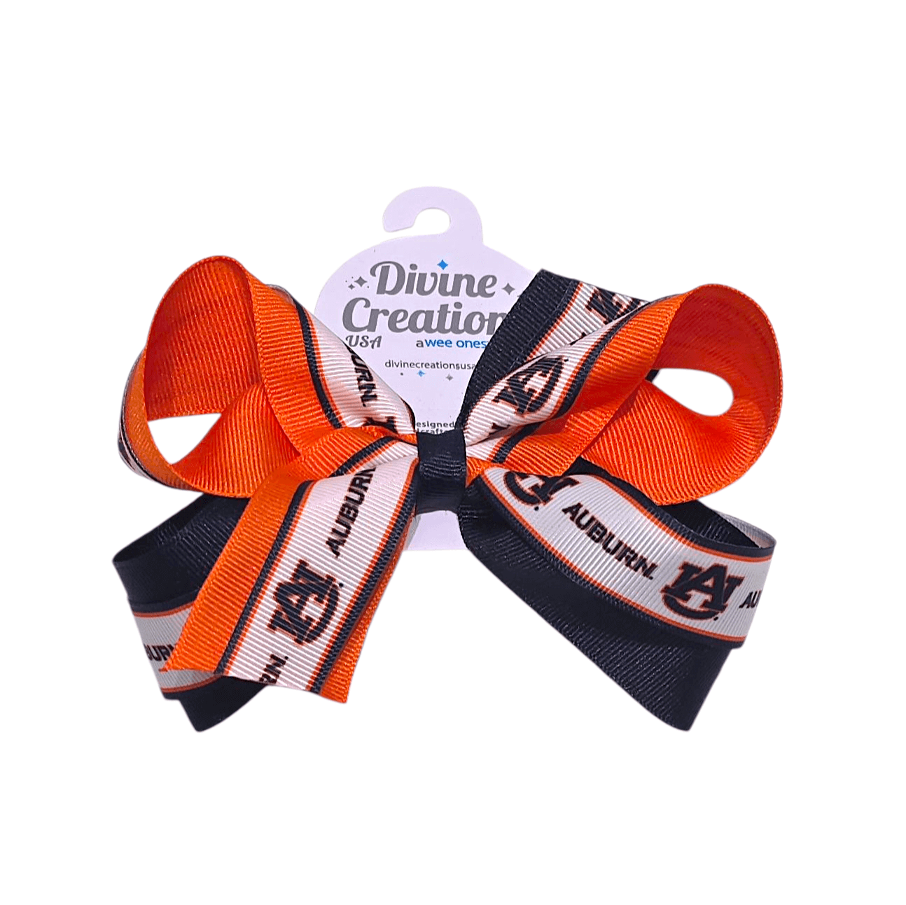 Wee Ones Logo/Grosgrain Auburn Bow - Born Childrens Boutique