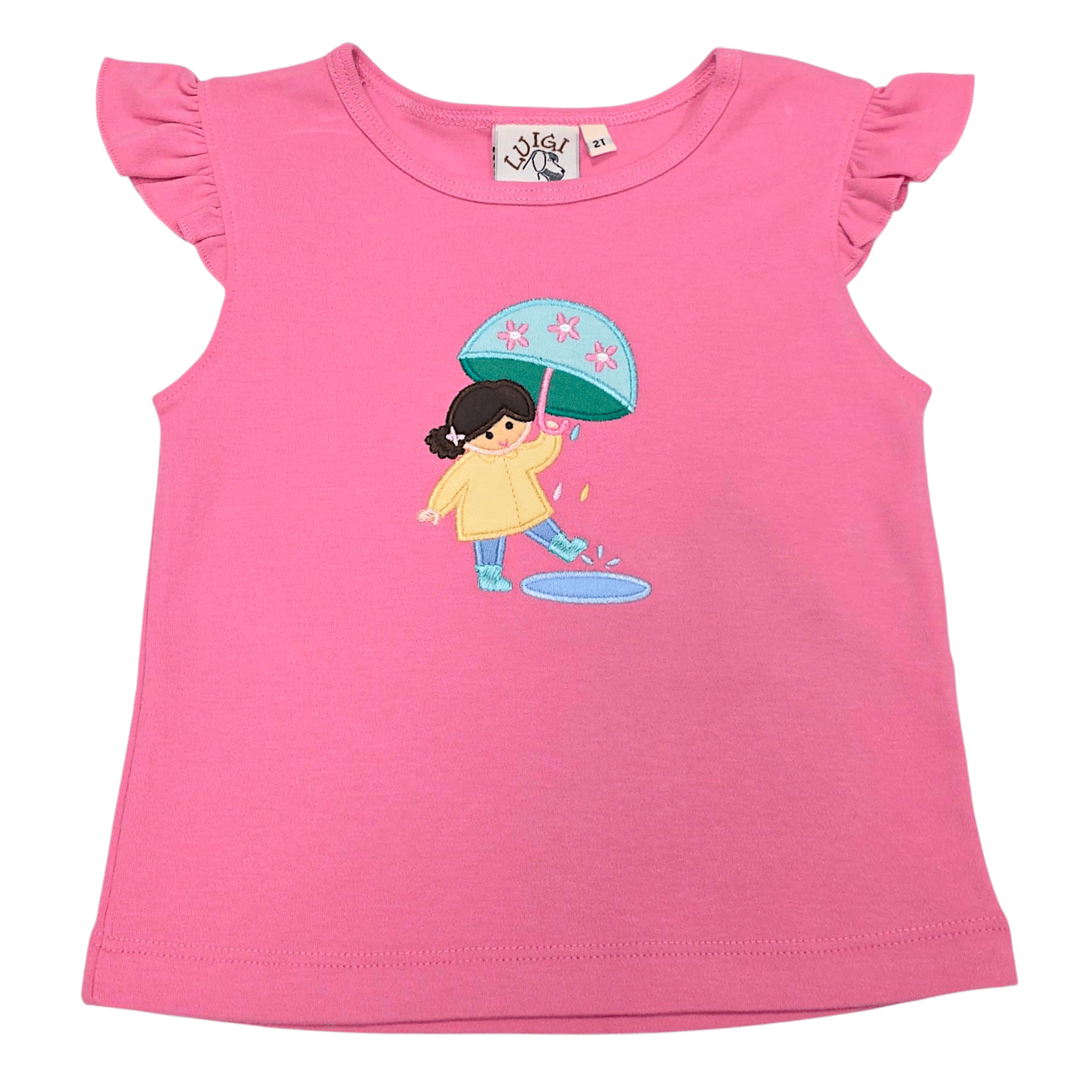Girl with Umbrella SS Flutter Top - Born Childrens Boutique