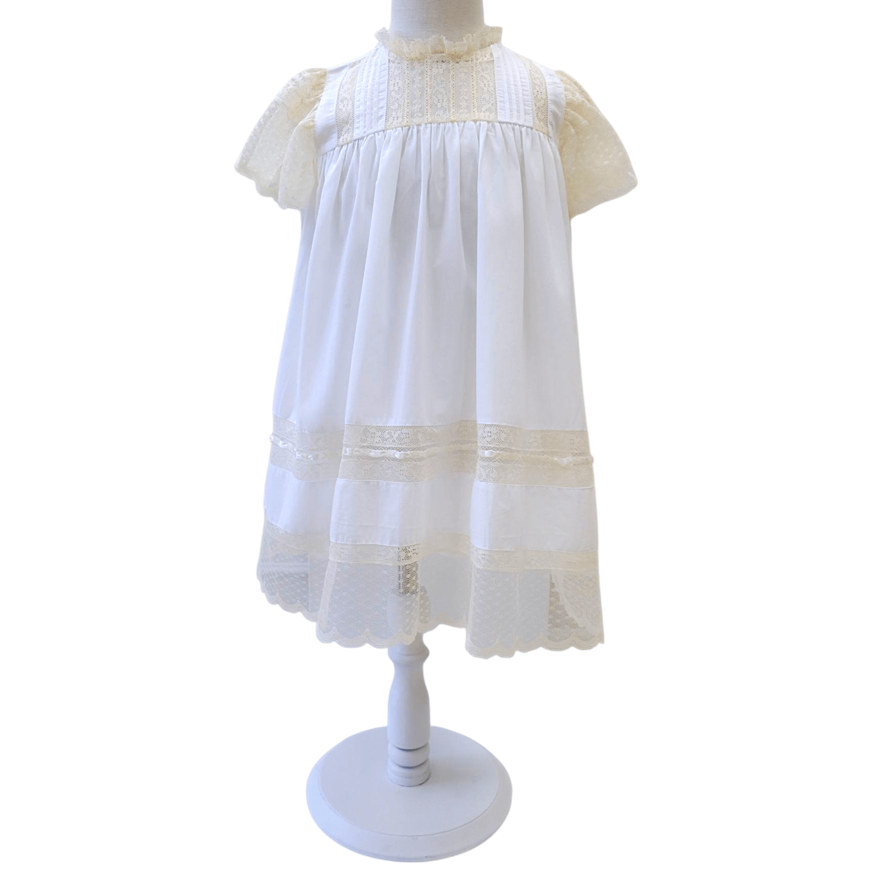 Anna Grace Dress White with Ecru - Born Childrens Boutique