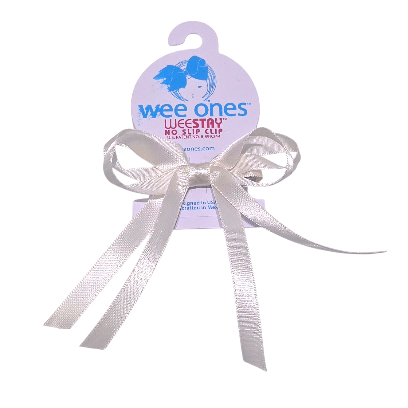 Double Satin Antique White Streamer Bow - Born Childrens Boutique