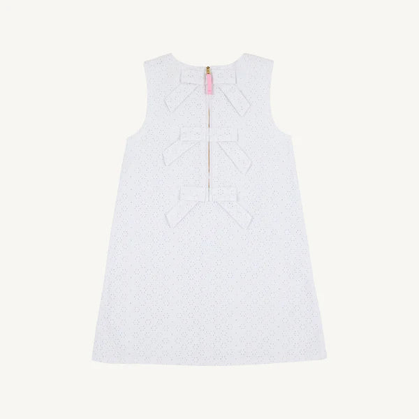 Sleeveless Betts Bow Dress - Eyelet Worth Ave White - Born Childrens Boutique