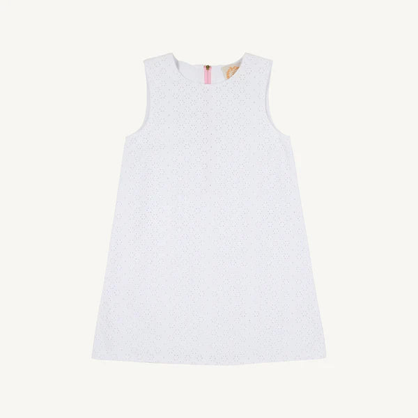 Sleeveless Betts Bow Dress - Eyelet Worth Ave White - Born Childrens Boutique