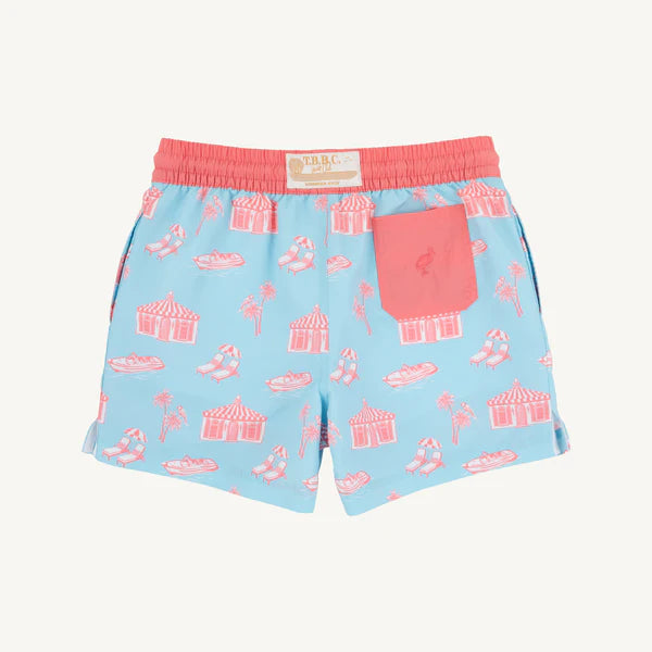 Tortola Swim Trunks - Parrot Cay Canopy with Parrot Cay Coral - Born Childrens Boutique