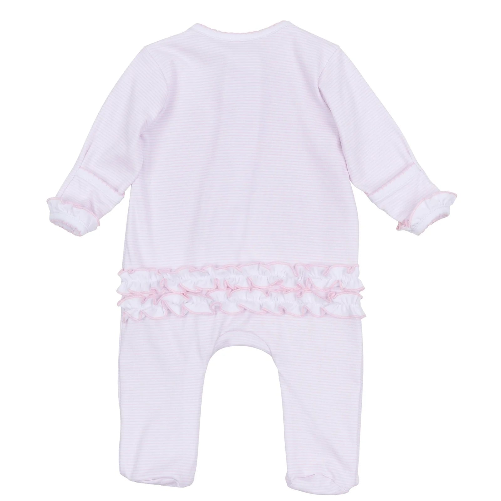 Touchdown Cutie Emb Ruffle Zipper Footie Light Pink - Born Childrens Boutique