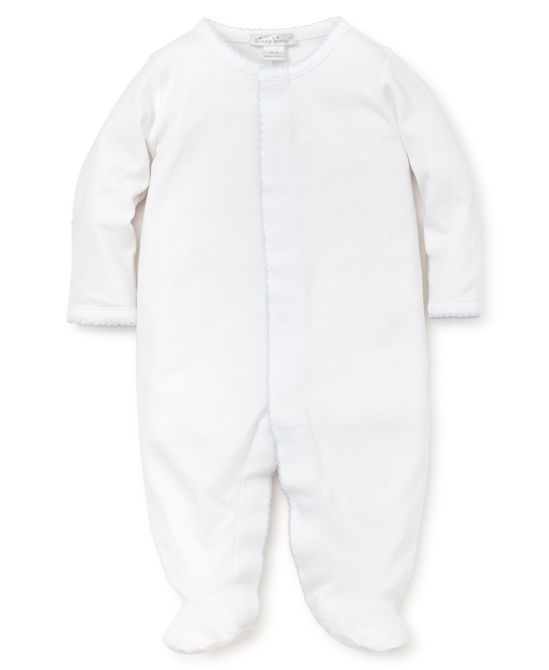 Basics Footie Light Blue Trim - Born Childrens Boutique