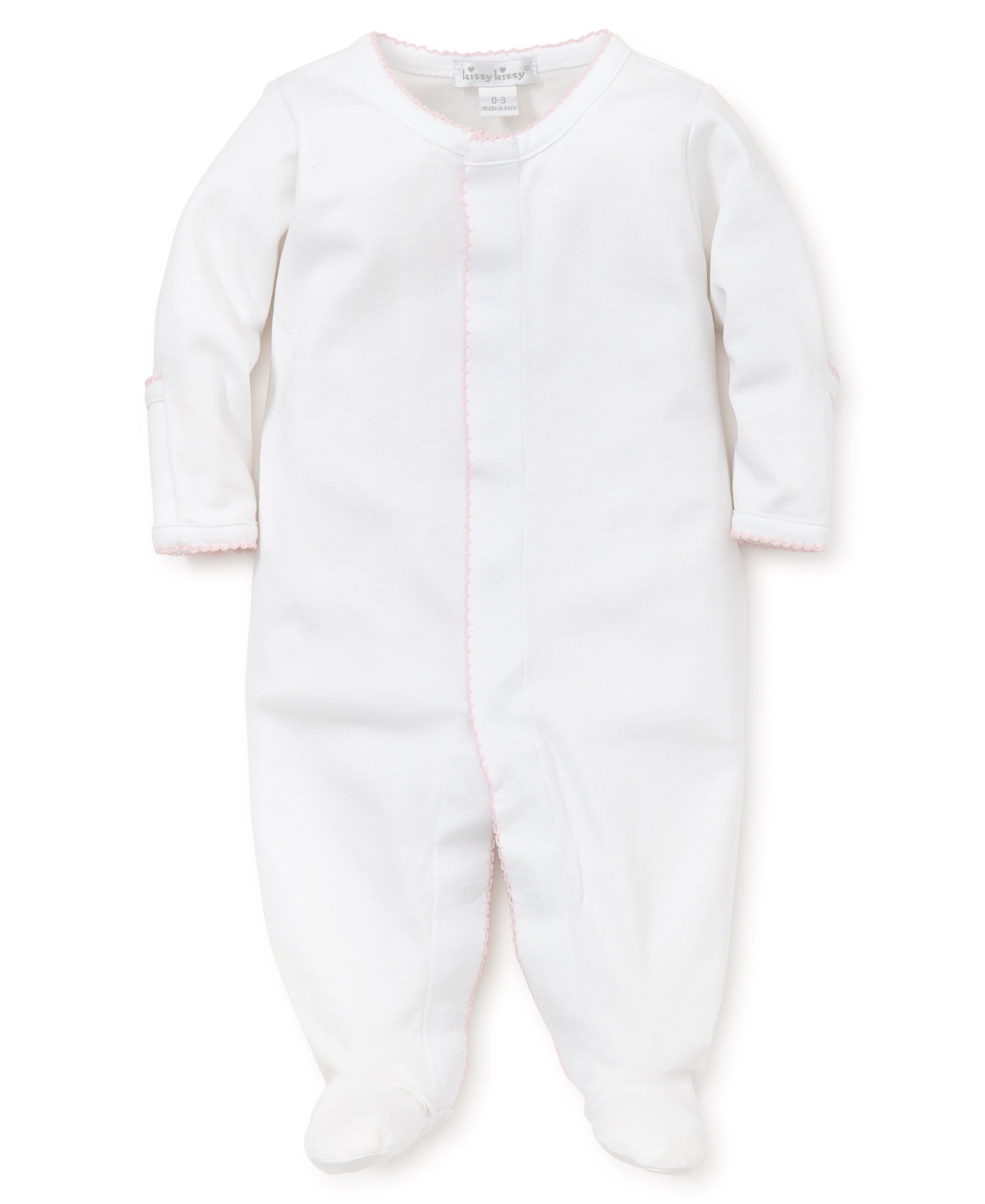 Basics Footie Pink Trim - Born Childrens Boutique