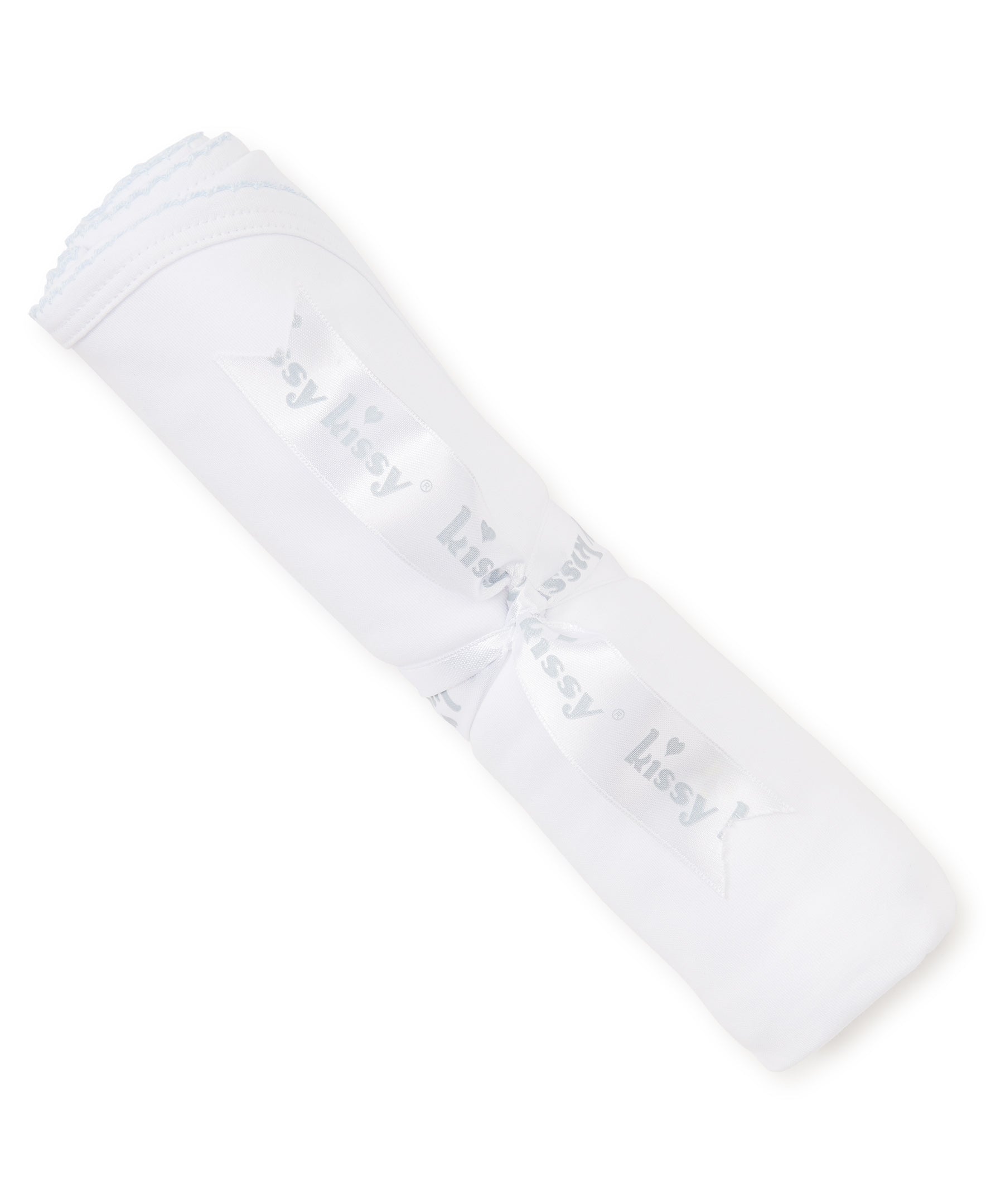Basic Blanket White with Light Blue Trim - Born Childrens Boutique