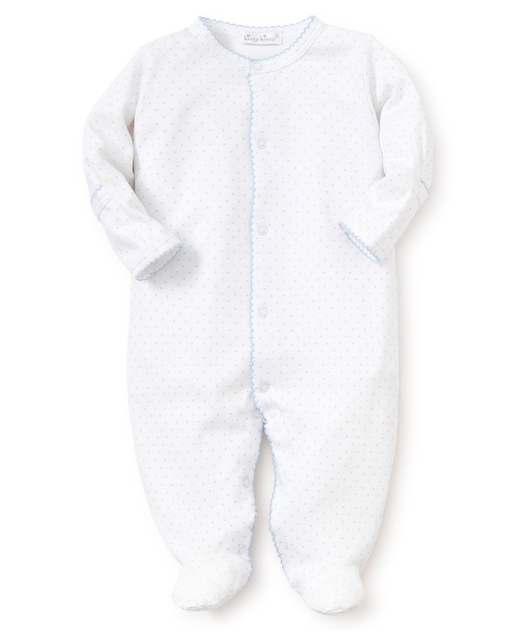 Light Blue Dots Print Footie - Born Childrens Boutique