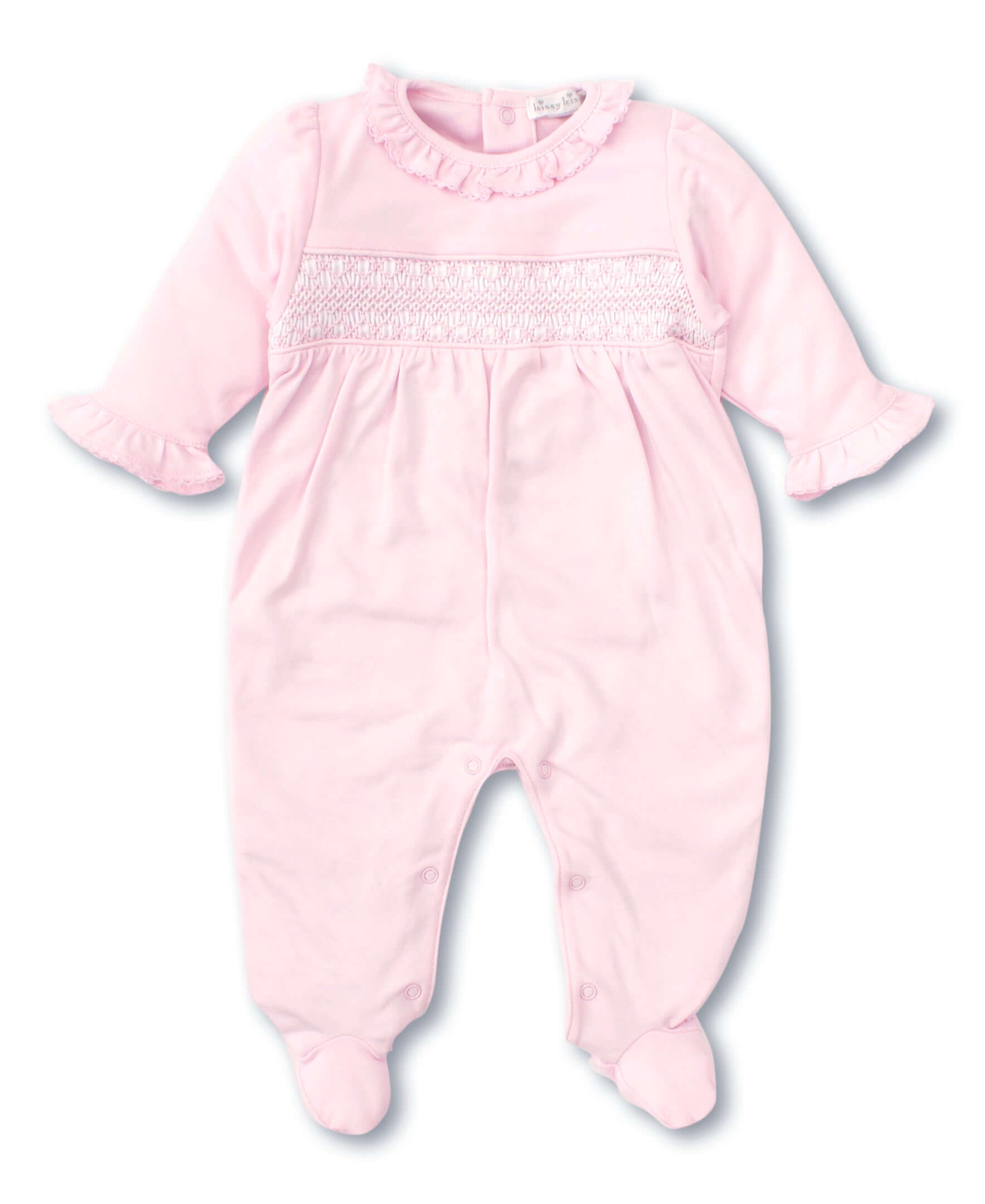 Charmed Pink Smocked Footie - Born Childrens Boutique