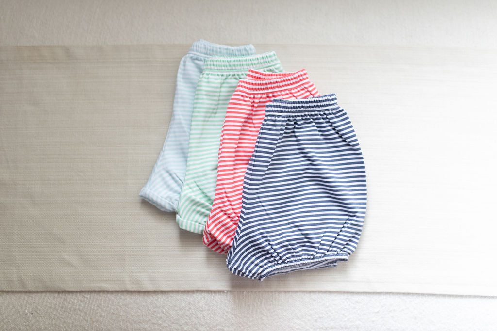 Summer Boy Knit Bloomer - Green Stripe - Born Childrens Boutique