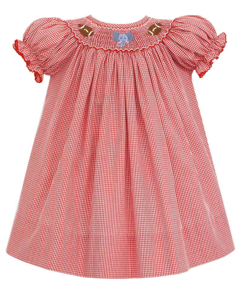 Football - Girl Bishop Dress - Red Check - Born Childrens Boutique