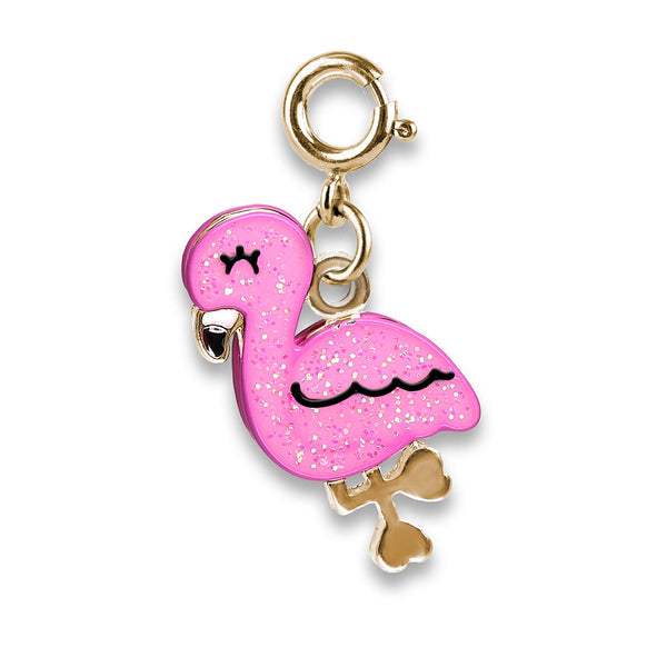 Charm It!, Gold Glitter Flamingo Charm - Born Childrens Boutique