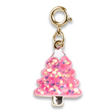 Charm It!, Gold Pink Christmas Tree Charm - Born Childrens Boutique