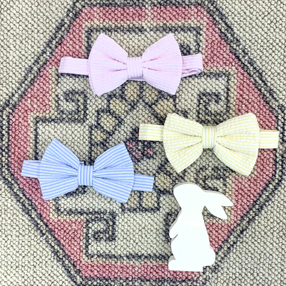 Baylor Bowtie - Pink Savannah Seersucker - Born Childrens Boutique