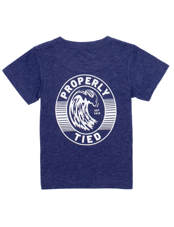 LD Portland Pocket Tee SS Oval Wave Navy Heather - Born Childrens Boutique