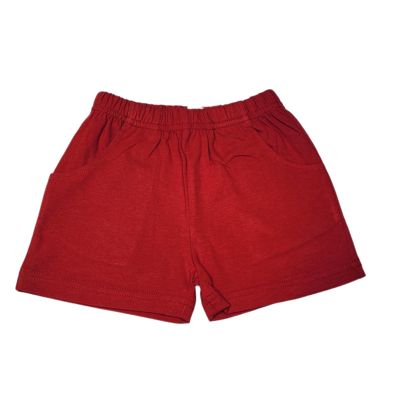 Shorter Jersey Shorts w/ Front Pocket Deep Red - Born Childrens Boutique