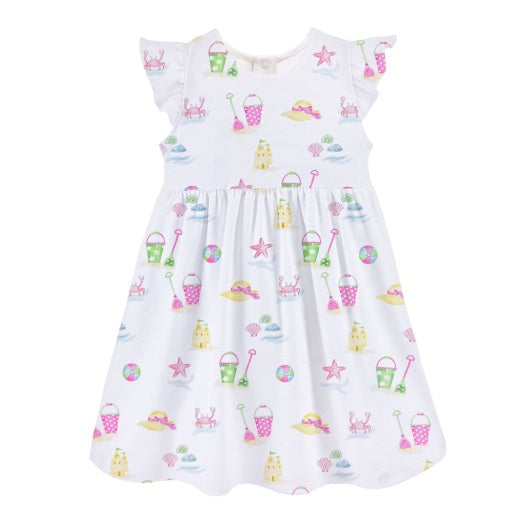 Seaside Fun Toddler Angel Sleeve Dress - Born Childrens Boutique