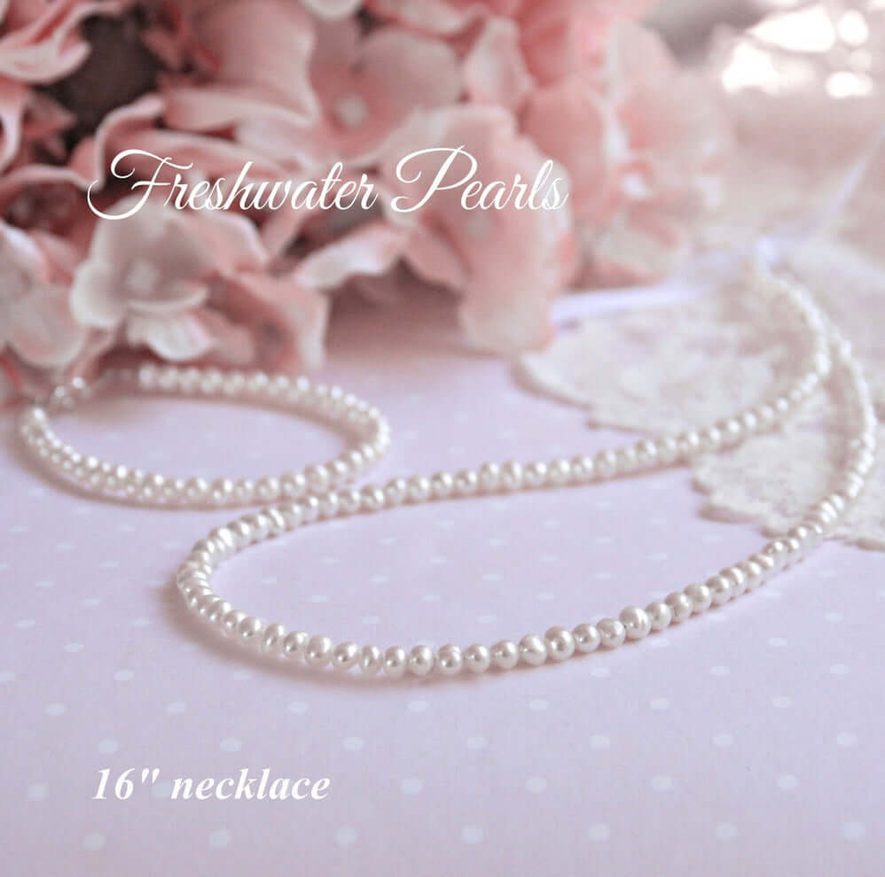 STG-127 16" Freshwater Pearl Necklace (Bracelet not included) - Born Childrens Boutique