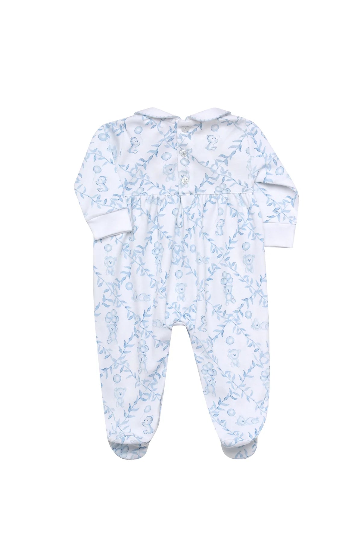 Blue Bears Trellace Smocked Footie - Born Childrens Boutique