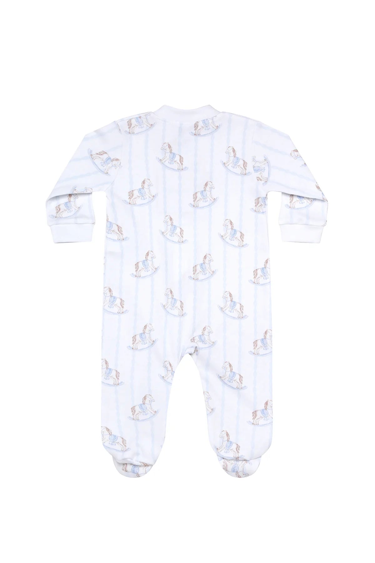 Blue Rocking Horse Zipper Footie - Born Childrens Boutique