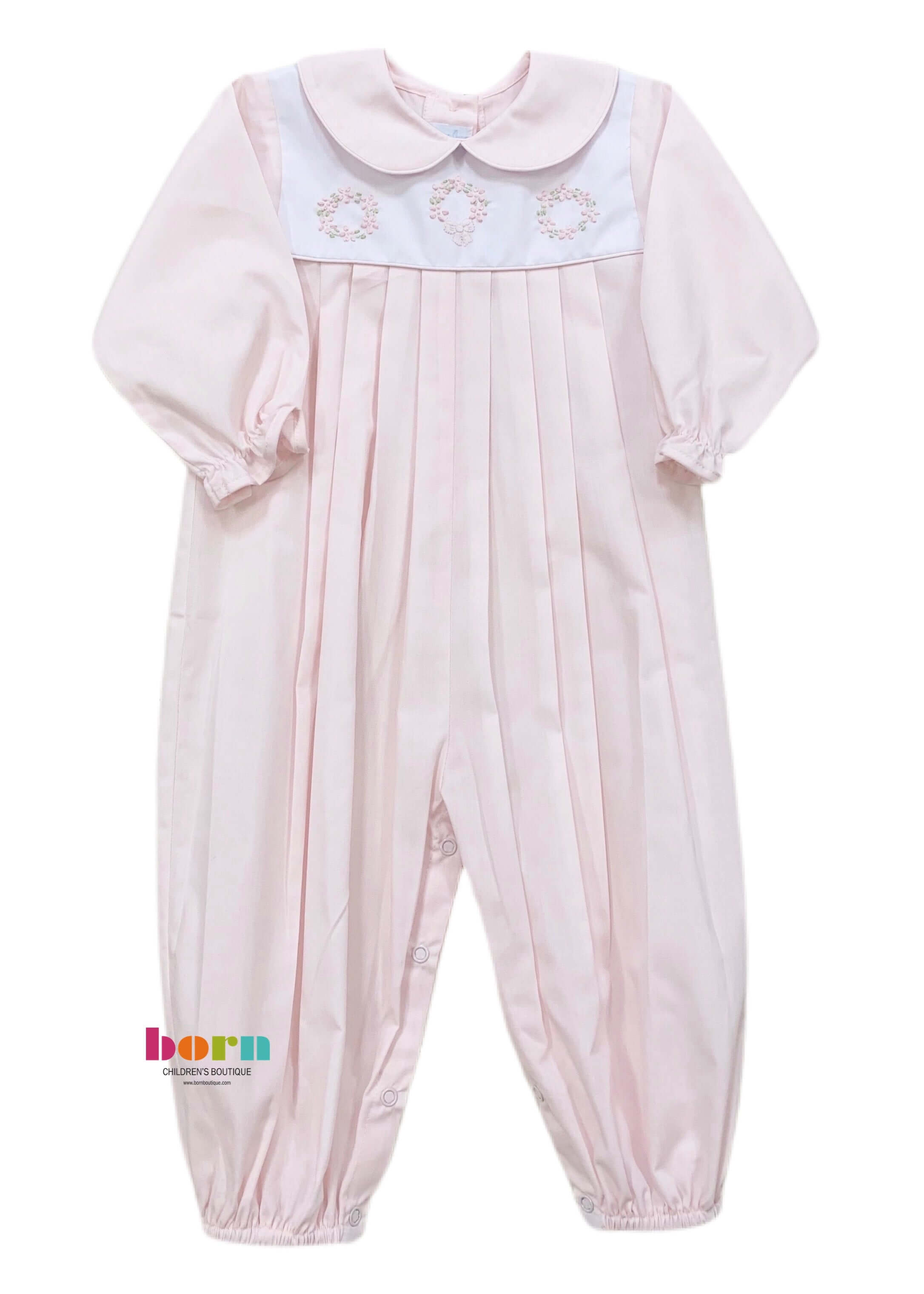 Auraluz Pink Long Sleeve Bubble with Wreaths - Born Childrens Boutique