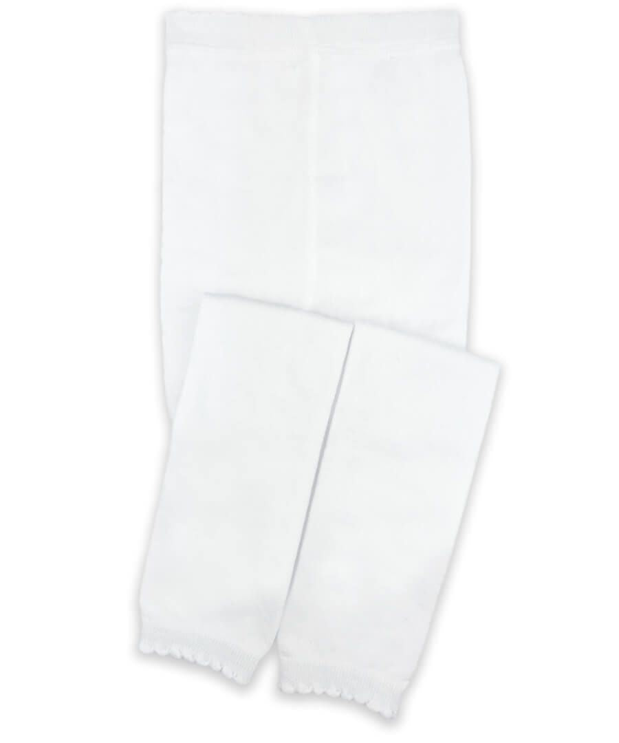 Jeffries Scalloped Pima Cotton Tights White - Born Childrens Boutique