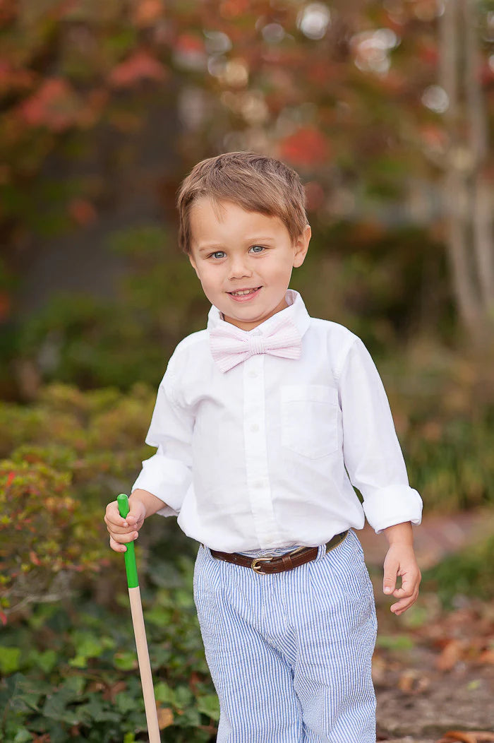 Baylor Bowtie - Pink Savannah Seersucker - Born Childrens Boutique