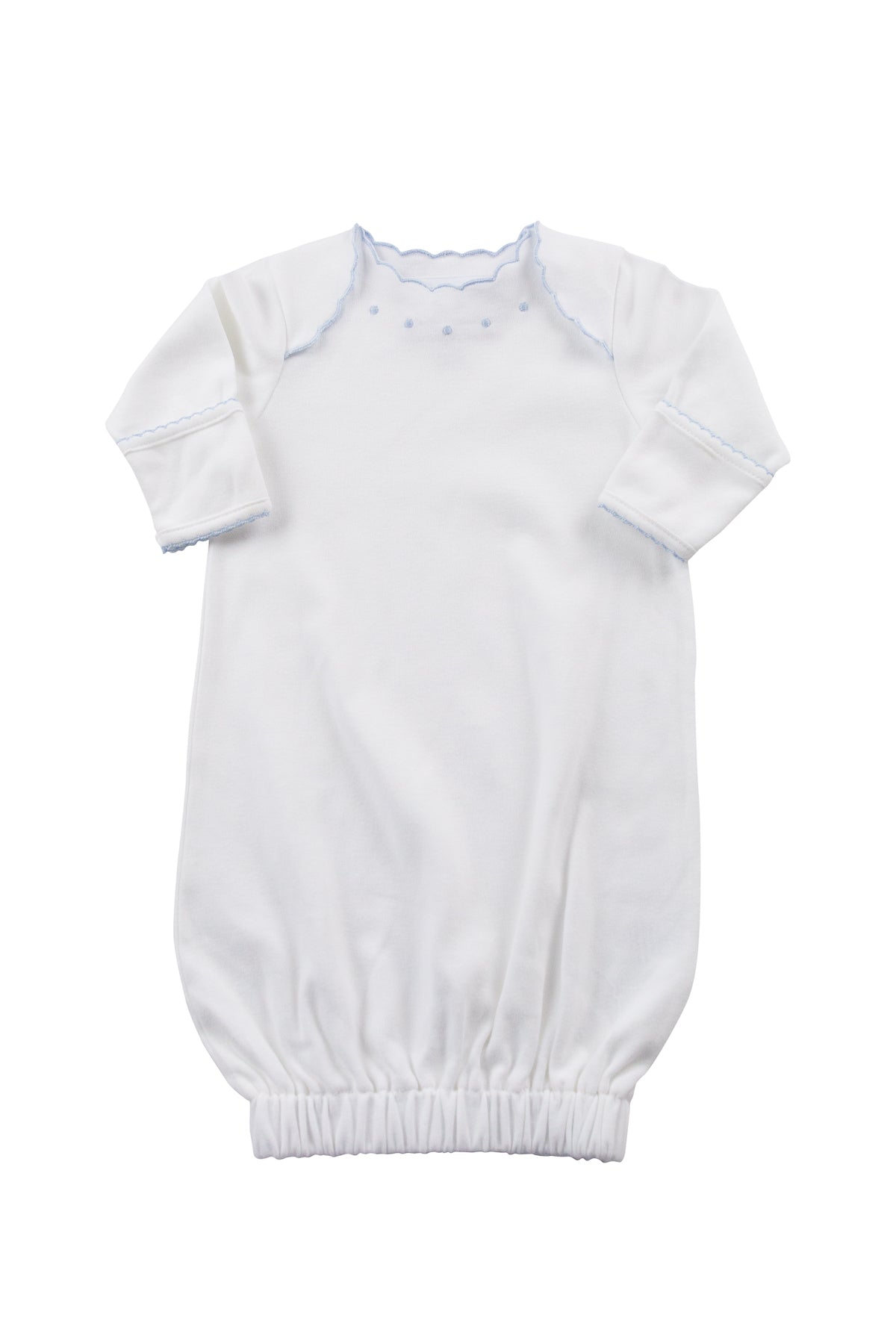 Dotson Sack Gown - Blue (dots and elastic) - Born Childrens Boutique