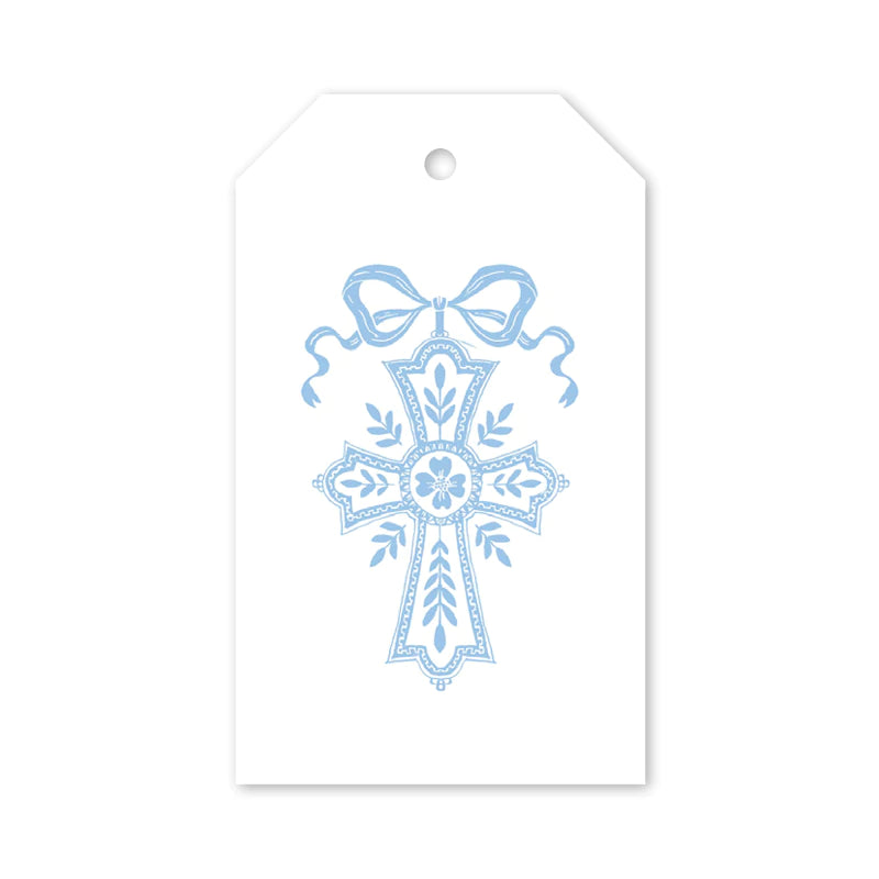 Neoclassic Cross Blue Gift Tags - Born Childrens Boutique