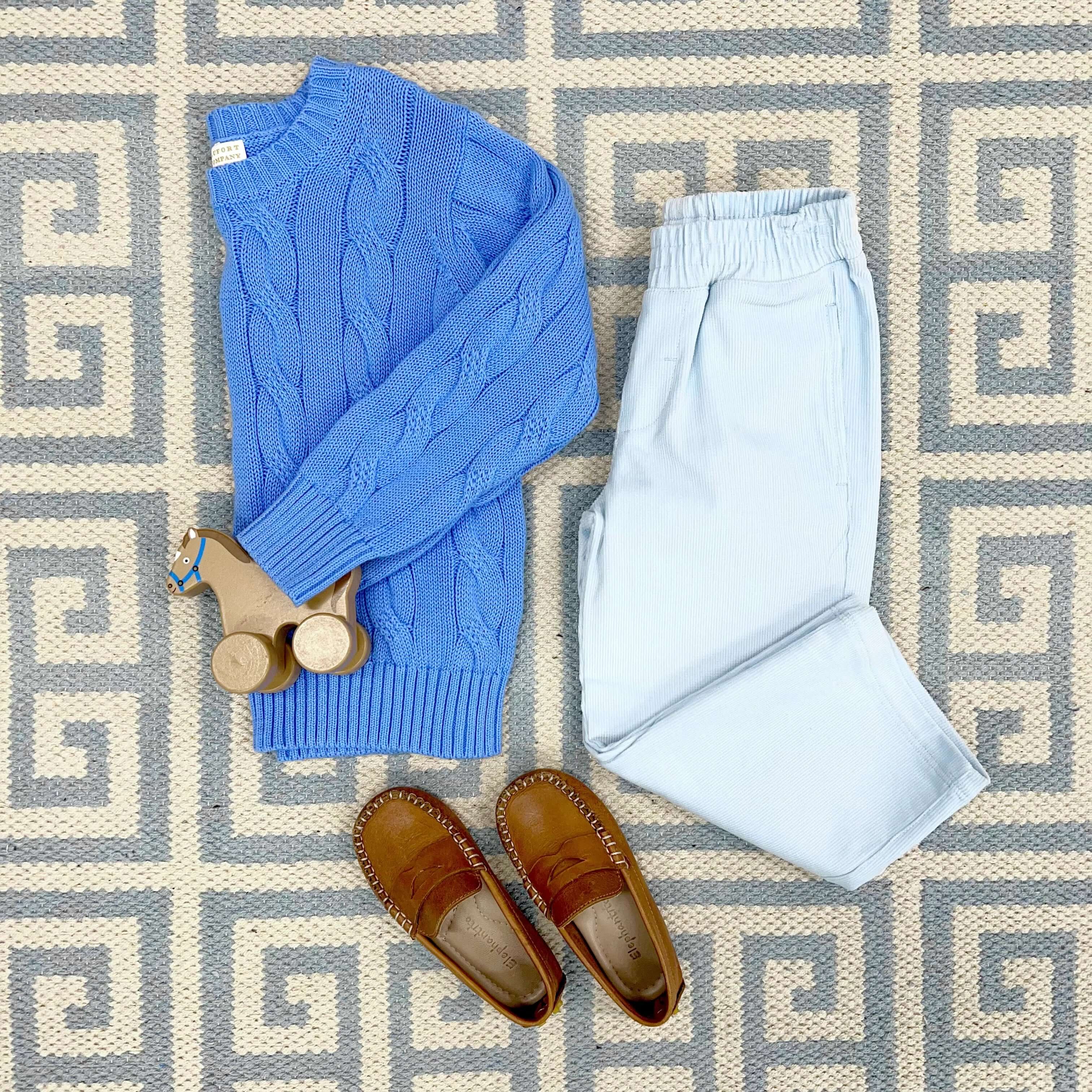 Sheffield Pants (Corduroy) Buckhead Blue With Buckhead Blue Stork - Born Childrens Boutique
