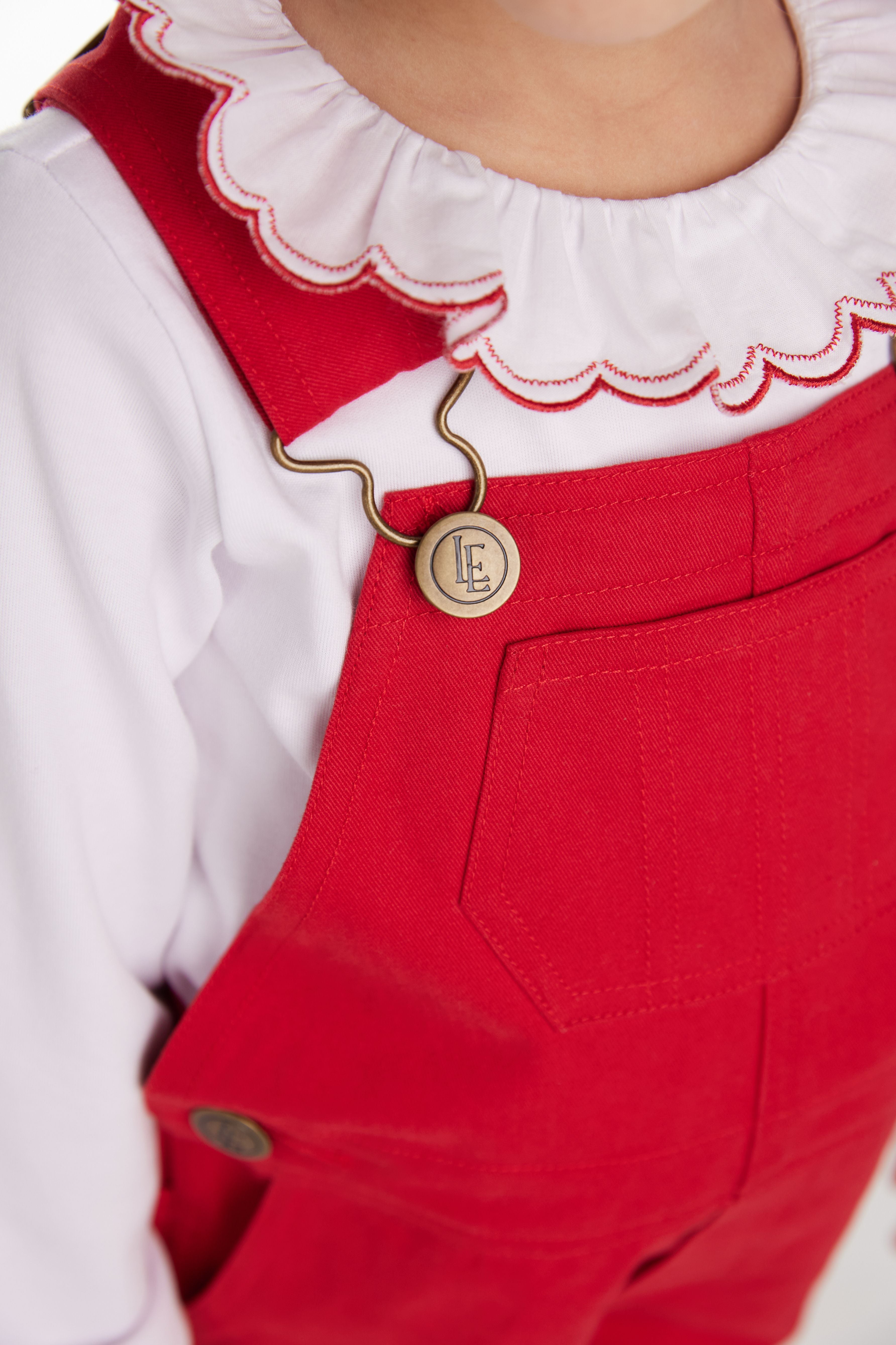 Little English Essential Overall - Red Twill - Born Childrens Boutique