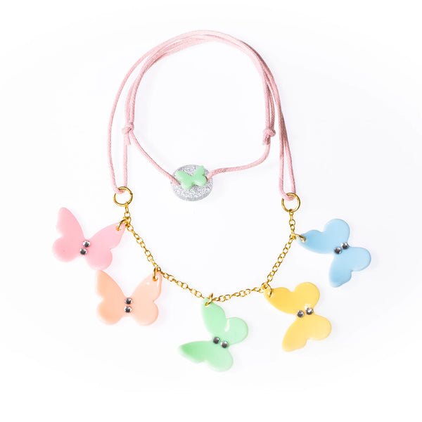 Pastel Multi Butterfly Necklace - Born Childrens Boutique