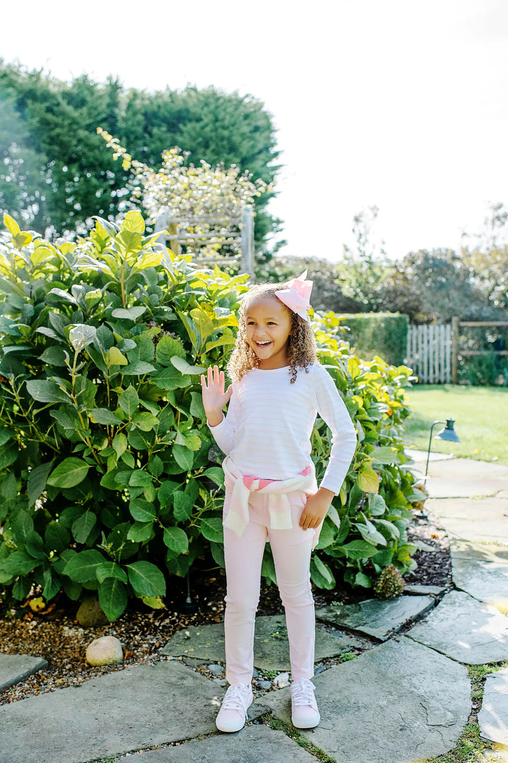 Long Sleeve Penny's Play Shirt Palm Beach Pink Stripe - Born Childrens Boutique
