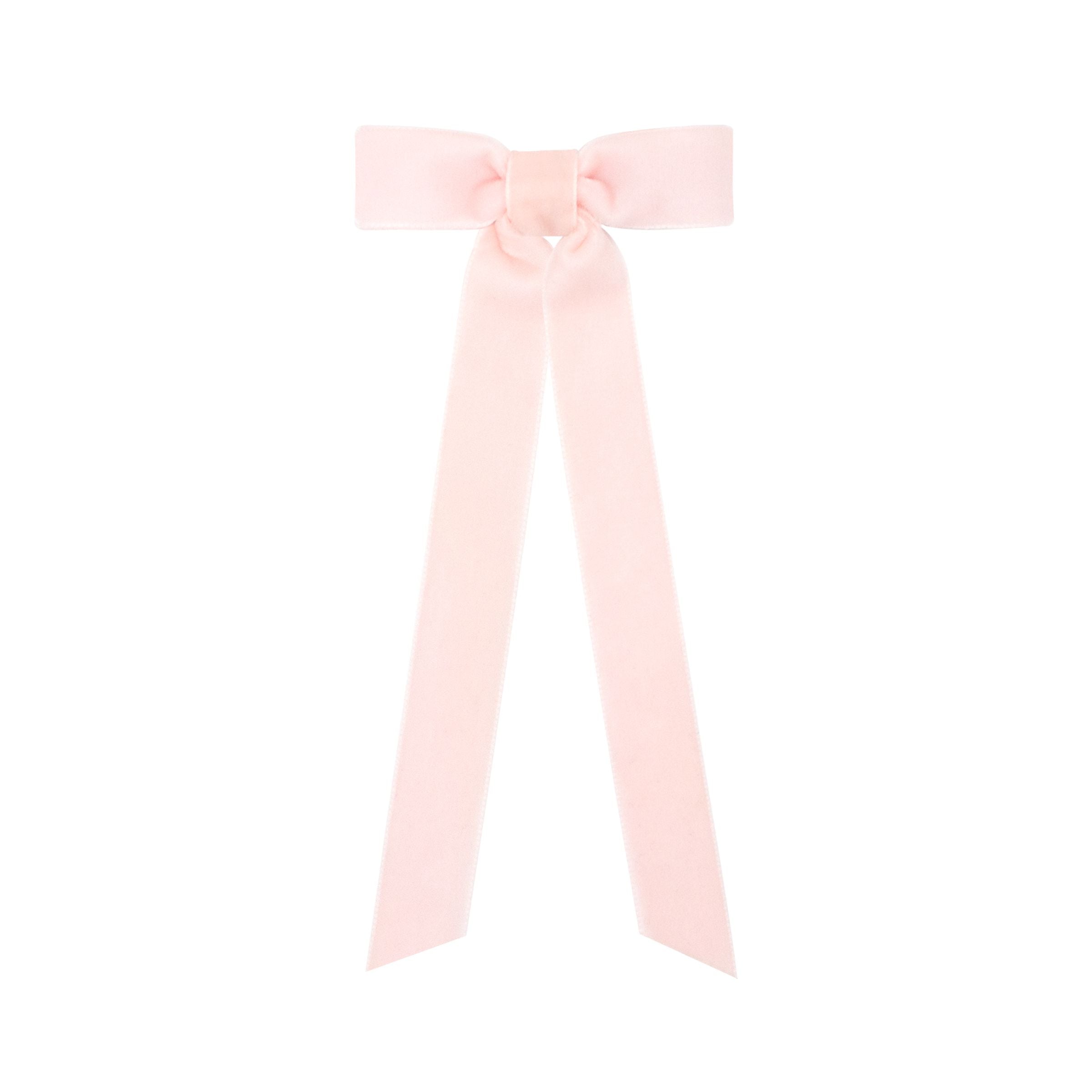 Wee Ones Light Pink Velvet Bow with Tail - Born Childrens Boutique