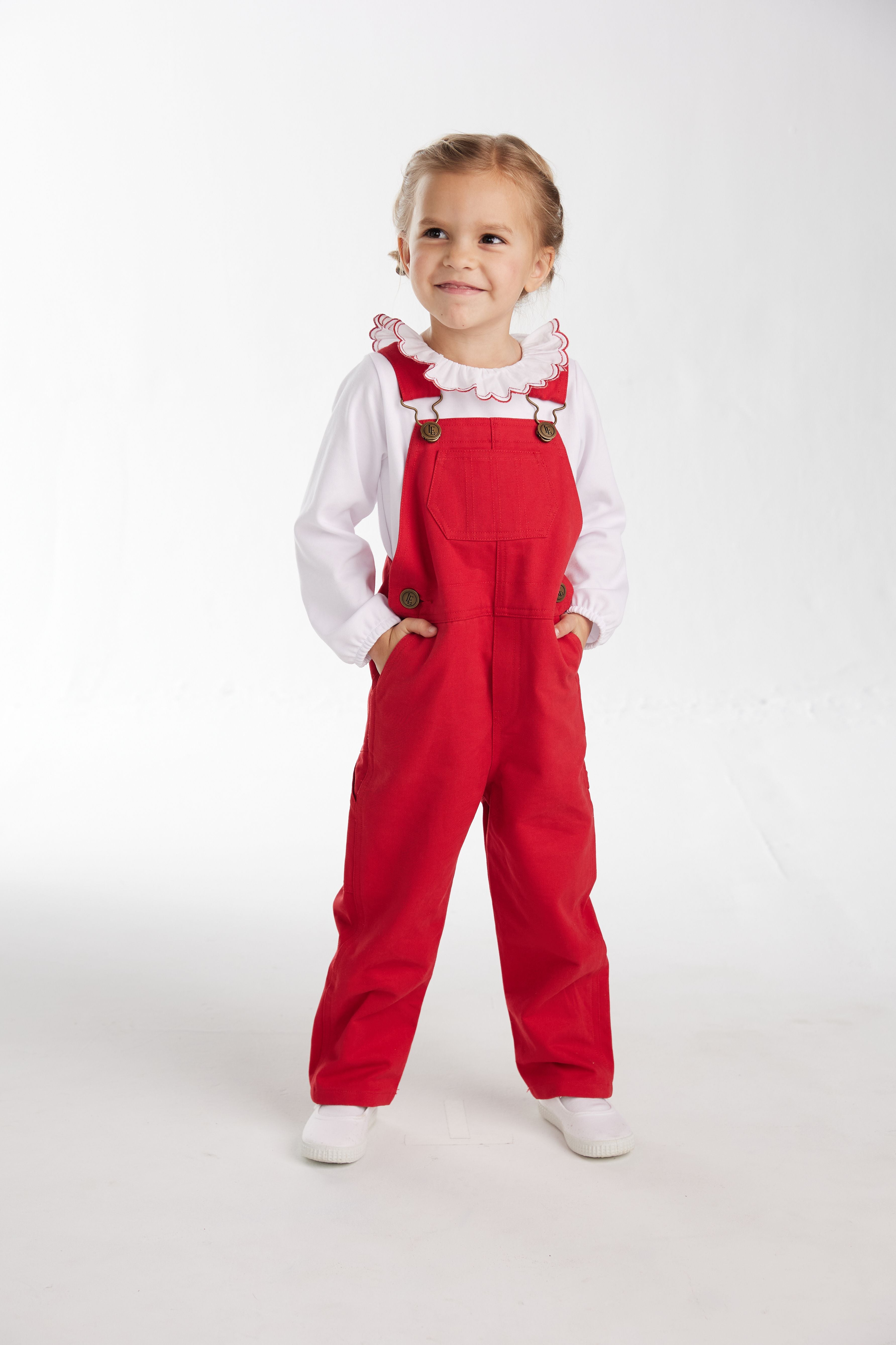 Little English Essential Overall - Red Twill - Born Childrens Boutique