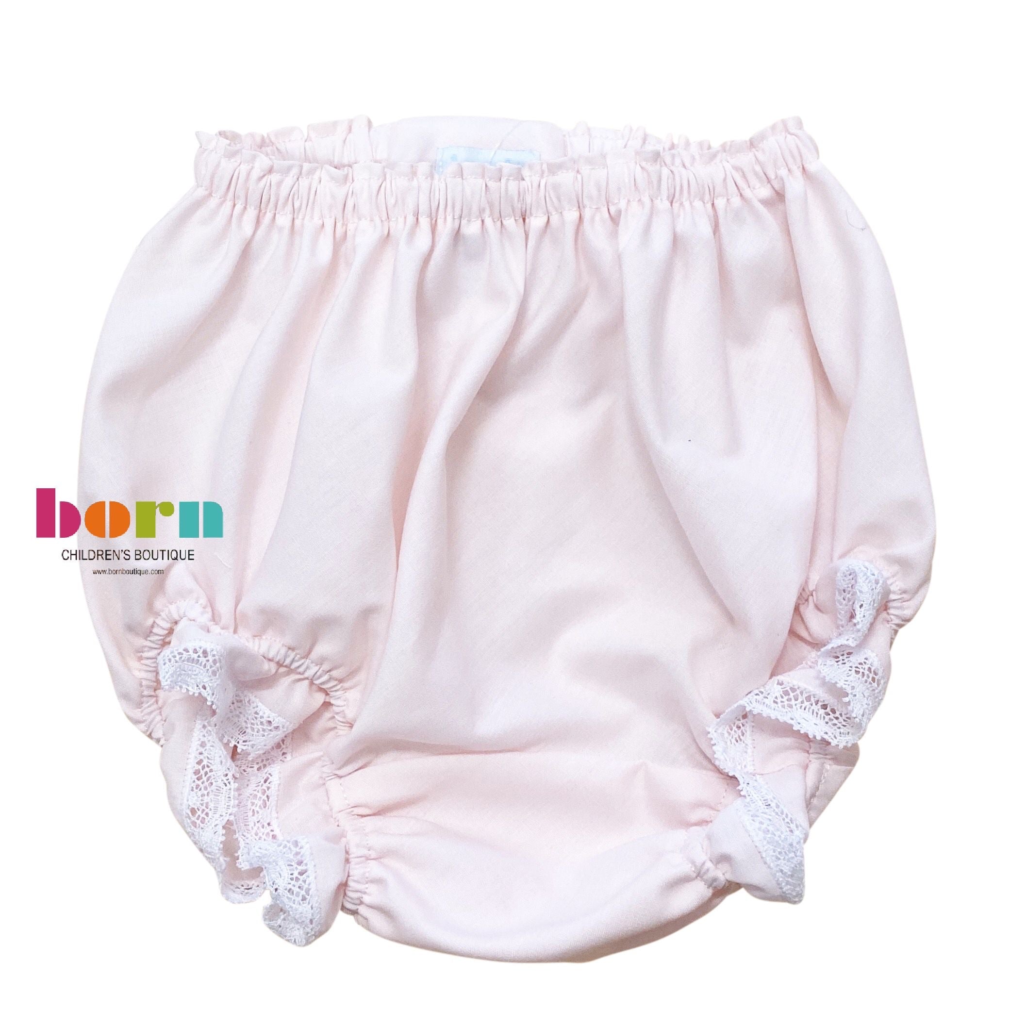Pink Diaper Cover with White Lace - Born Childrens Boutique