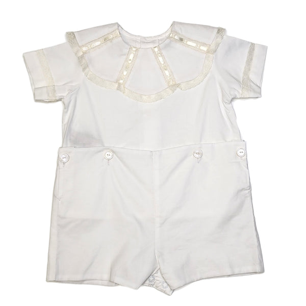 Phoenix & Ren White Maxwell Button Suit - Born Childrens Boutique