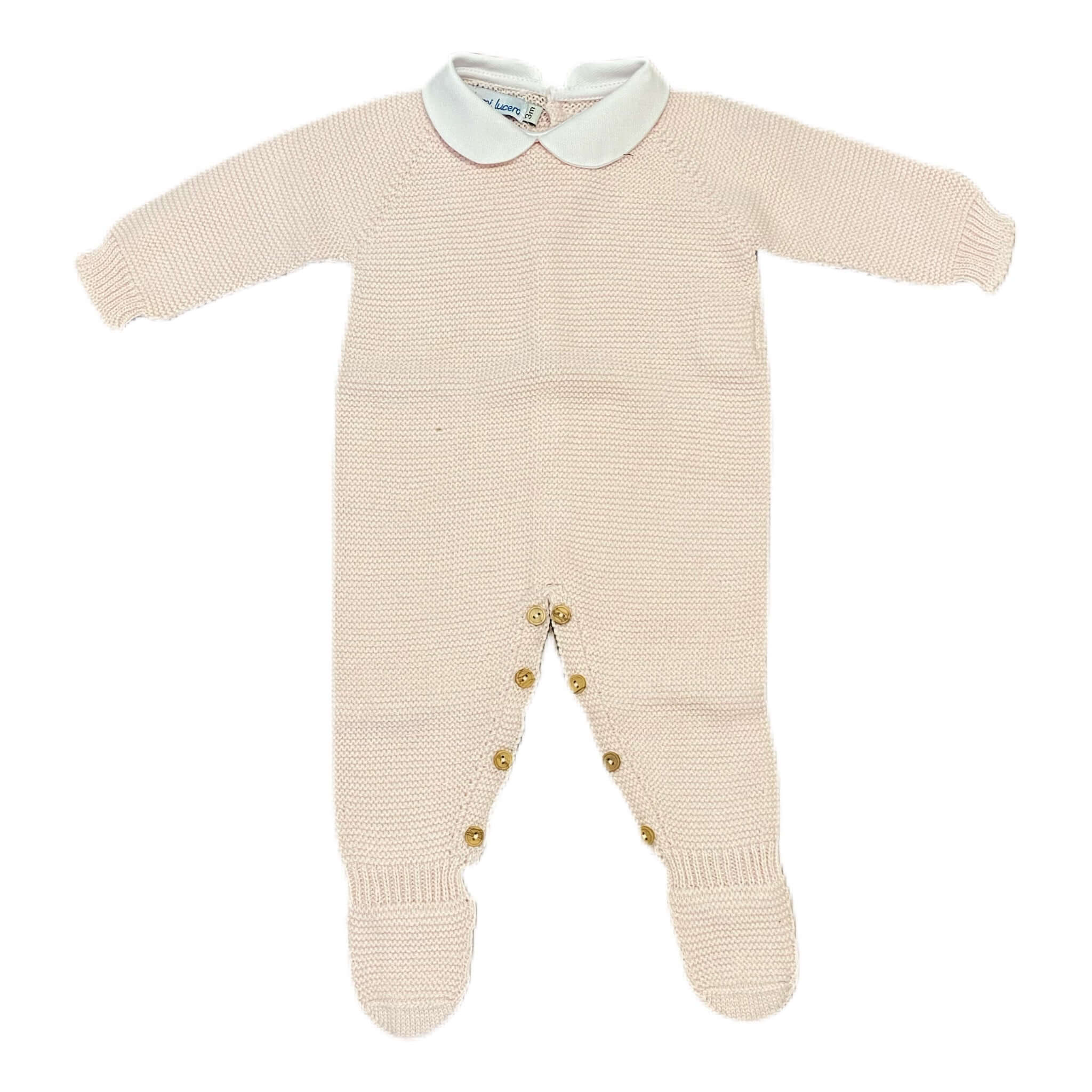 Garter Stitch Footed Romper Pink - Born Childrens Boutique