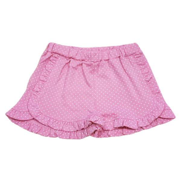 Girl Short Round Trim Light Bubblegum Polka Dot - Born Childrens Boutique