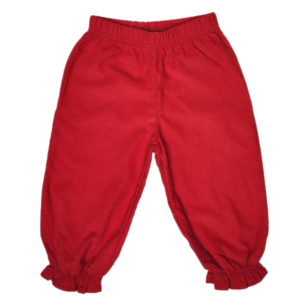 Girl Bloomer Pant Deep Red Cord - Born Childrens Boutique